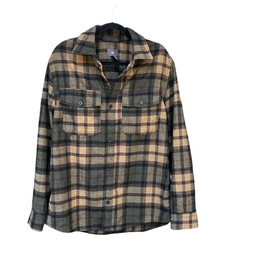 H&M Men's Plaid Flannel Button Down Shirt‎ M Grandpa Core